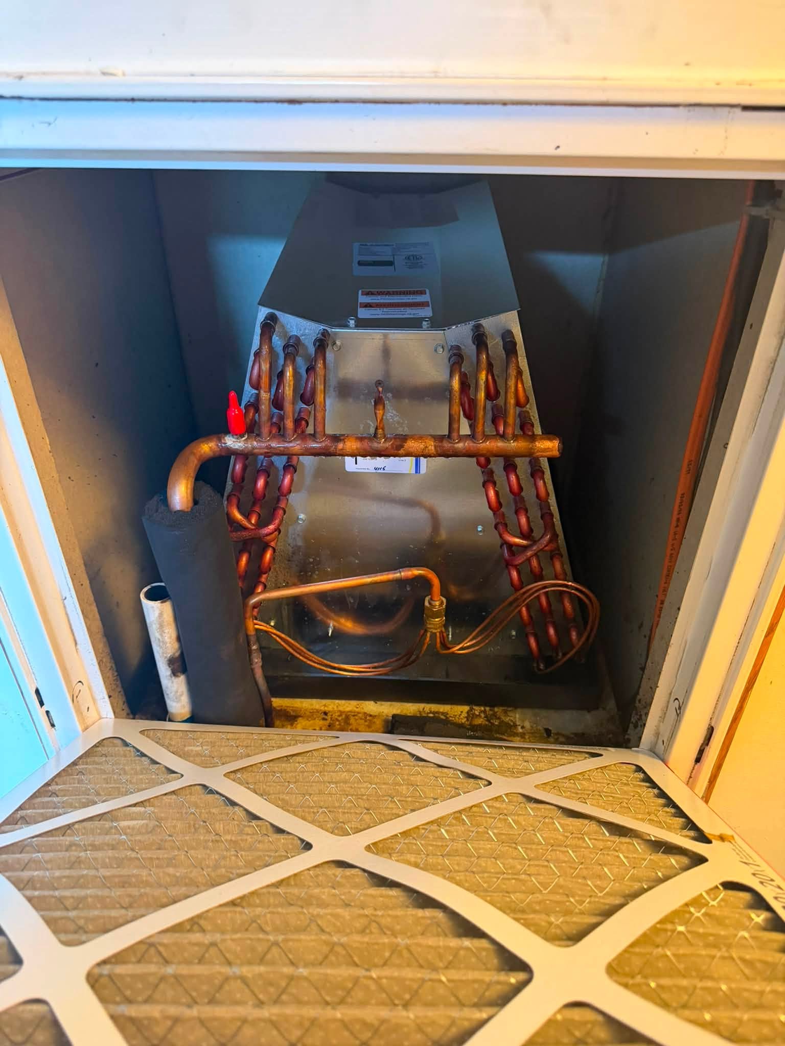 Indoor HVAC air handler and coil service work