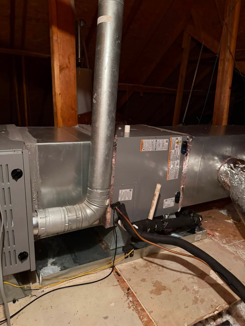 HVAC system installation in a South Louisiana attic